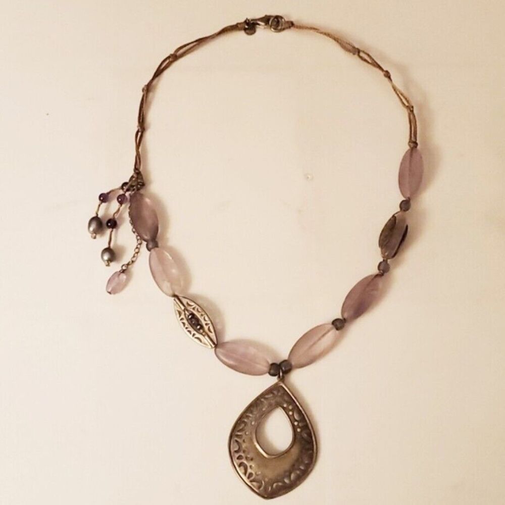 Silpada Sterling Silver Amethyst & Pearl Teardrop Necklace N3016